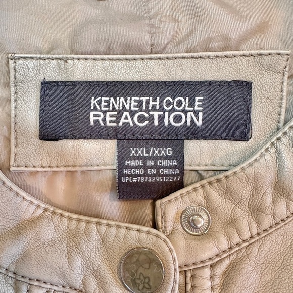 KENNETH COLE REACTION, NWOT, WOMENS IVORY COLOR, FAUX LEATHER JACKET. SIZE XXL - Picture 6 of 9